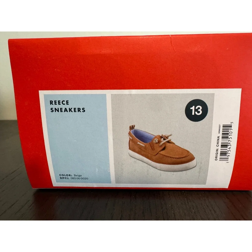 Coastal Boat Cat & Jack Boat Shoes Boys Size 13 Tan Slip On Nautical Classic